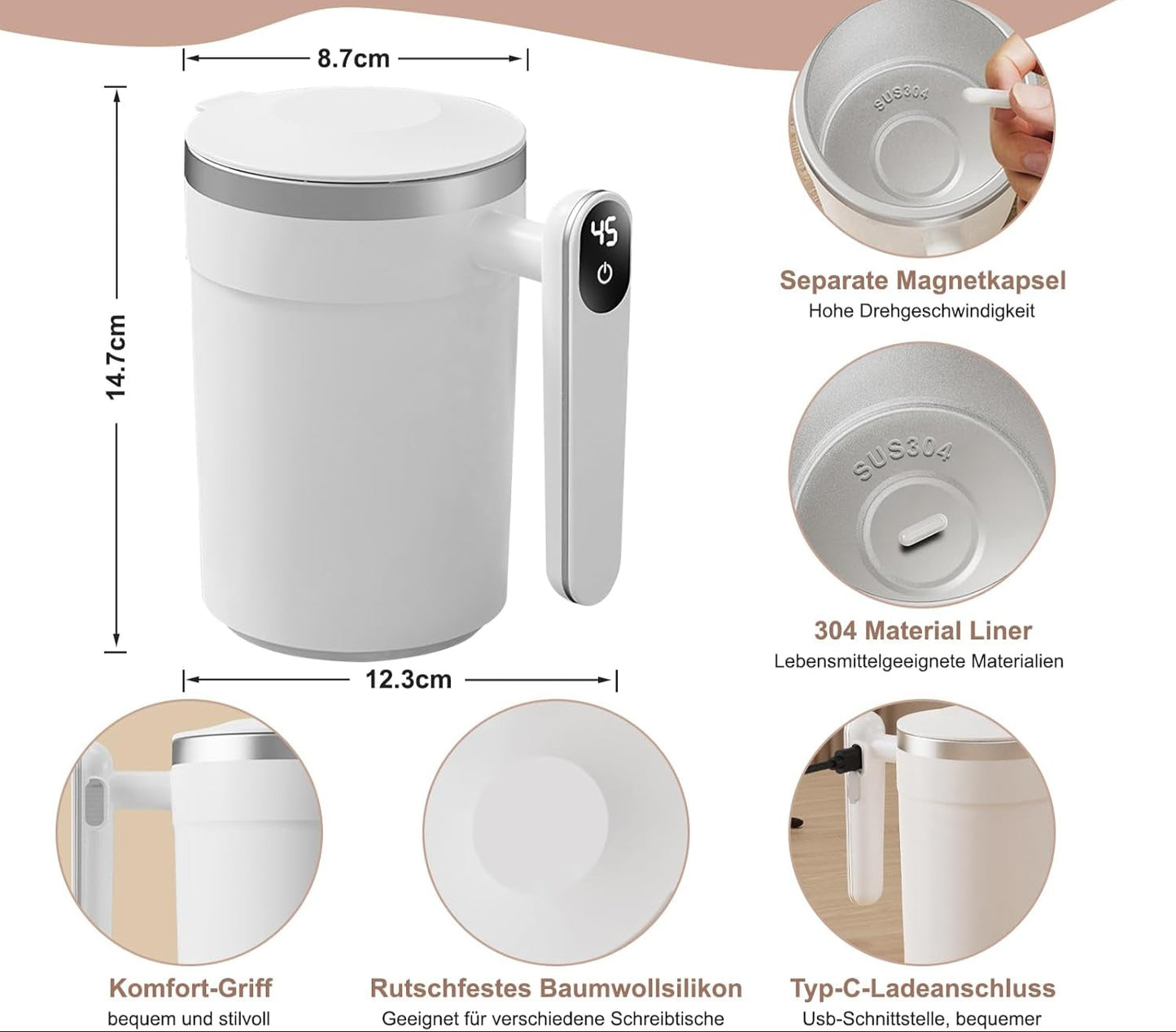 Self-Stirring Coffee Mug